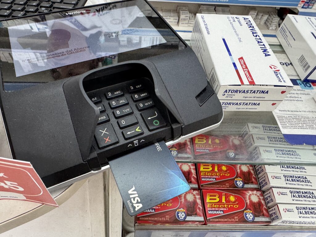 Farmacia Ahorro, charge card buying medicine.