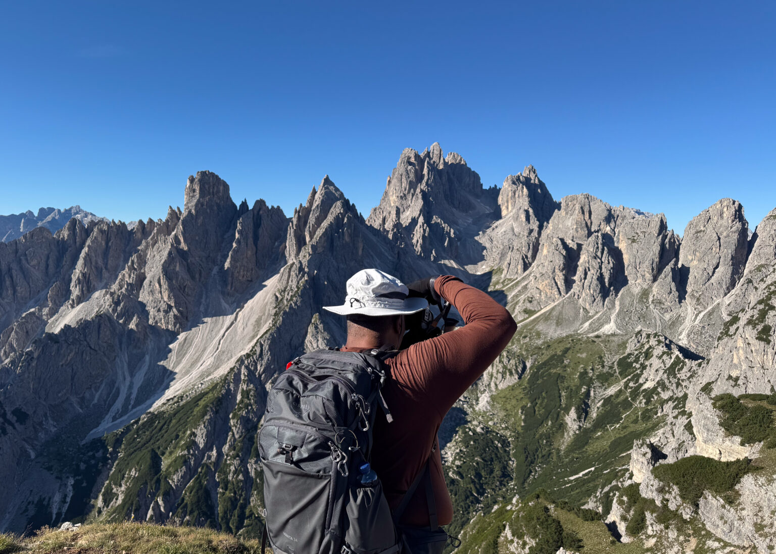 Trevis photographing Tre Cime di Lavaredo, Italy